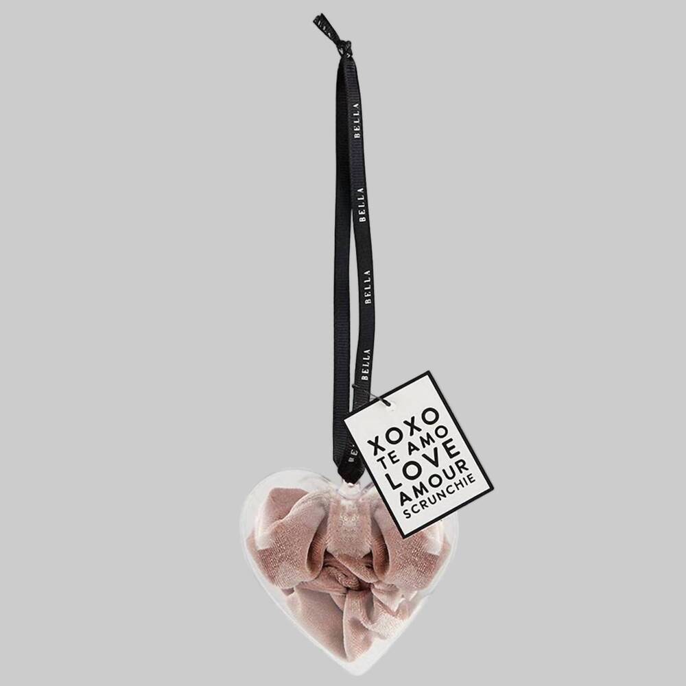 NEW BELLA SLEEP + SPA women's large scrunchie heart ornament in blush pink